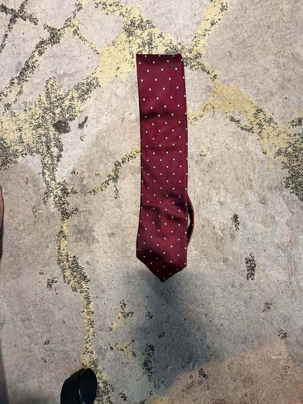 Chiavari Made in Italy Burgundy and White Polka Dot Silk Necktie